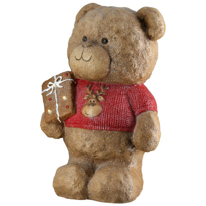 LED Bär „Benno“ von Gilde – Weihnachtsfigur mit Elch 35,5 cm