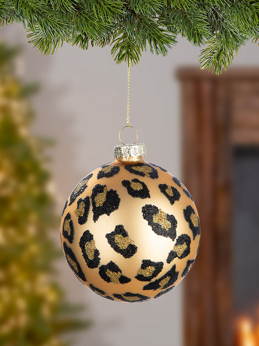 Baumkugel „Leopard“ von Gilde – Weihnachtskugel Glas Ø 8 cm