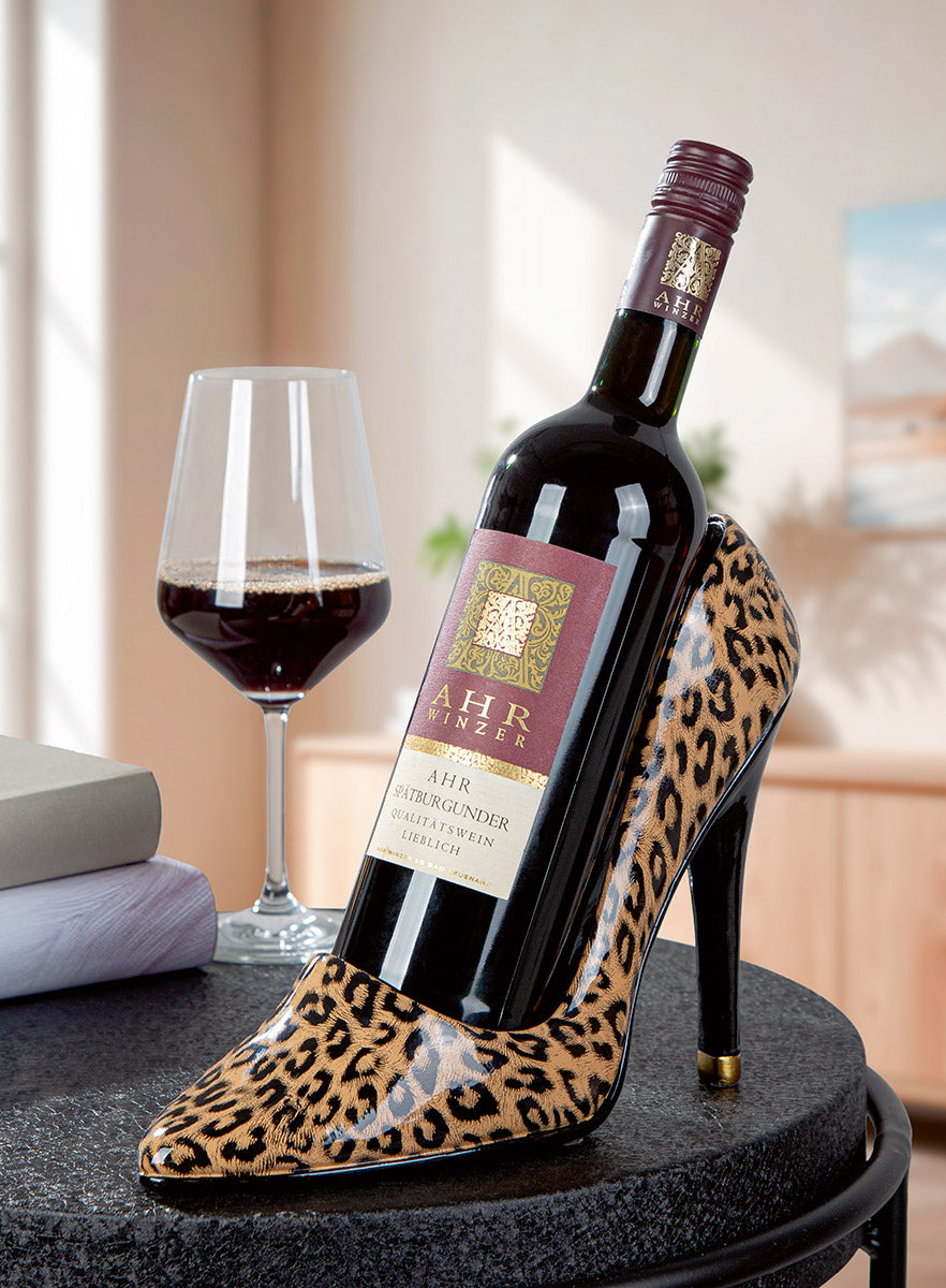 Flaschenhalter „Leopard“ High Heel von Gilde – Weinflaschenhalter