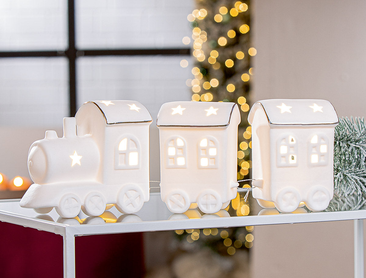 LED Eisenbahn „Winter Dreams“ von Gilde – Porzellan Weihnachtsdeko