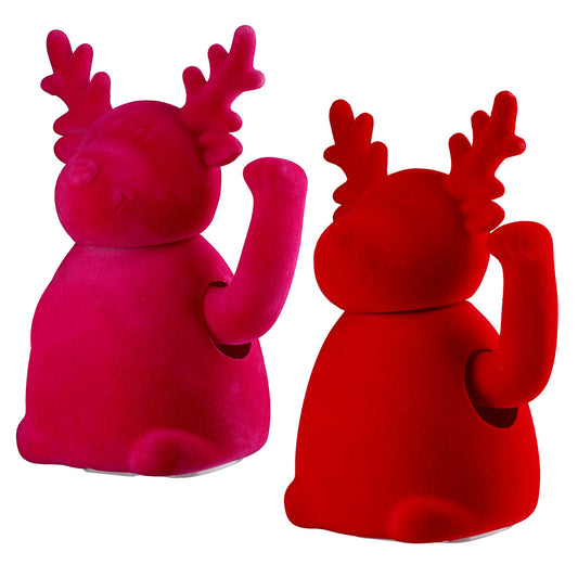 Rentier „Benny“ von Gilde – Weihnachtsfigur Pink & Rot 17,5 cm