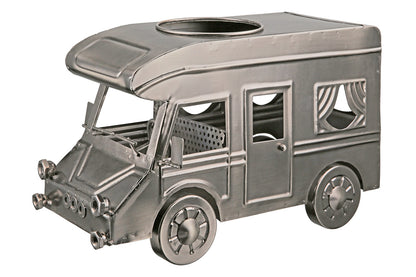 Flaschenhalter,"Wohnmobil" Wohnmobilmotiv aus Metall silberfarben von Gilde Maße: L. 30.5 cm, B. 16 cm, H. 18.5 cm