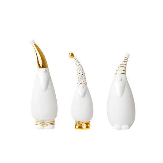 Santa/Weihnachtsmann-Figuren 3er-Set aus Porzellan mit Gold-Details von räder design- Weihnachten Weihnachtsdekoration