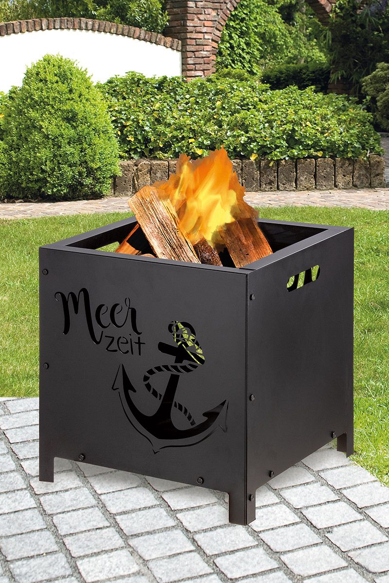Feuerkorb Meerzeit Anker aus Metal, schwarz von Gilde - Feuerschale nordisch