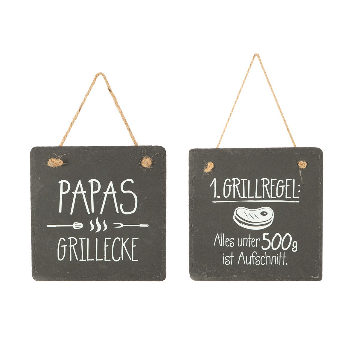 Hänger quadratisch Grill aus Schiefer Papas Grillecke Grillregeln von Gilde - Geschenkidee Männer