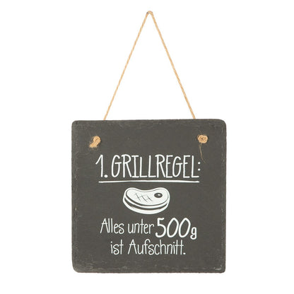 Hänger quadratisch Grill aus Schiefer Papas Grillecke Grillregeln von Gilde - Geschenkidee Männer
