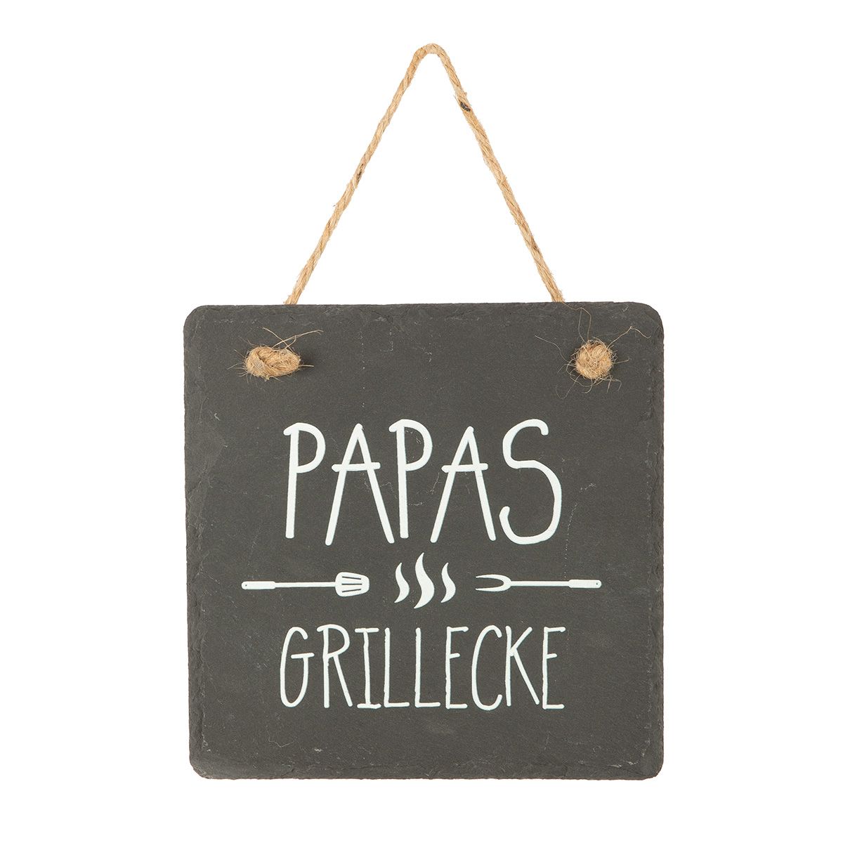 Hänger quadratisch Grill aus Schiefer Papas Grillecke Grillregeln von Gilde - Geschenkidee Männer