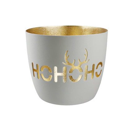 Windlicht „HoHoHo“ von Gilde – Metall-Windlicht mit Hirschgeweih Ø 10 cm