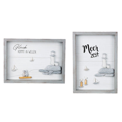 Steinbild Meerzeit Glück von Gilde - Maritime Dekoration mit Schiff und Leuchtturm