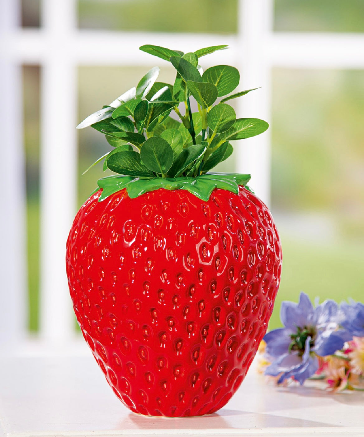 Vase Erdbeere aus Keramik, Erdbeervase 20 cm von Gilde