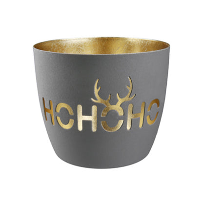 Windlicht „HoHoHo“ von Gilde – Metall-Windlicht mit Hirschgeweih Ø 10 cm