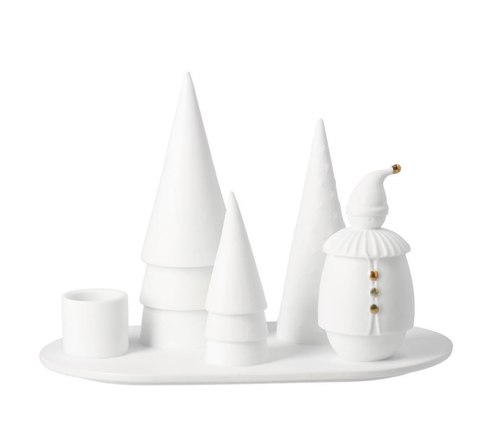 Kerzenhalter für 1 Stabkerze aus Porzellan "Weihnachtsmann und Tannenbäume" von räder design - Weihnachten Weihnachtsdekoration