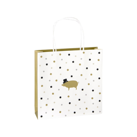 Geschenktasche 21,5x21,5 cm "Mr. Pig/Silvester" von ihr - Geschenkverpackung