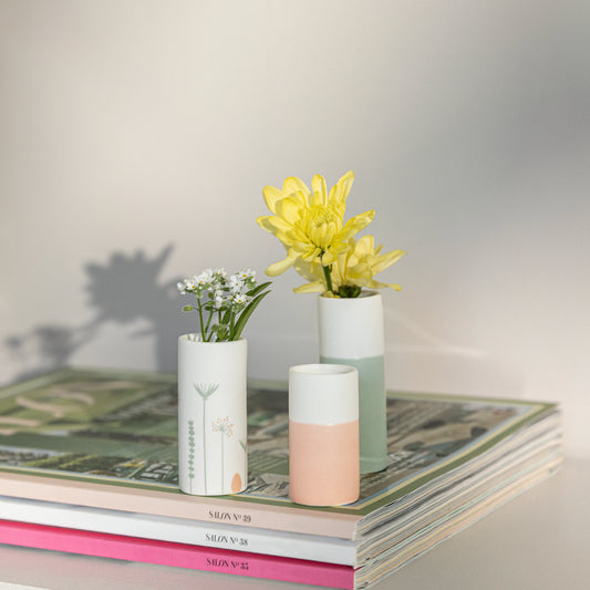 Minivasen 3er-Set Frühlingsfarben Früling Frühjahr Vasen von räder design moderne Dekoration D:3cm H:5,3/6,3/7,5cm