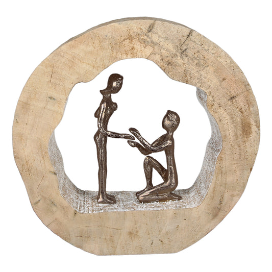 Skulptur "Antrag" aus Mangoholz und Aluminium von Gilde - Verlobung Hochzeit Dekoration Geschenk