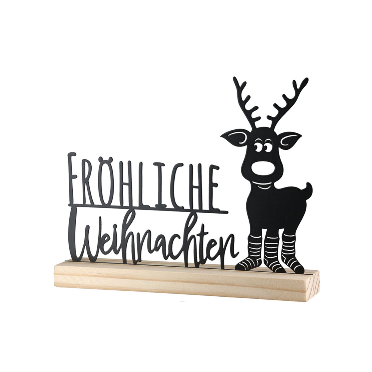 Standrelief „Rentier Ole“ von Gilde – Rentier Deko mit Schriftzug „Fröhliche Weihnachten“
