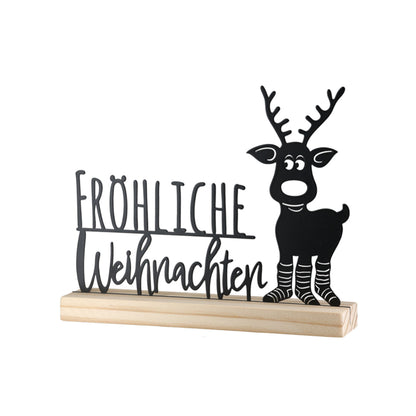 Standrelief „Rentier Ole“ von Gilde – Rentier Deko mit Schriftzug „Fröhliche Weihnachten“