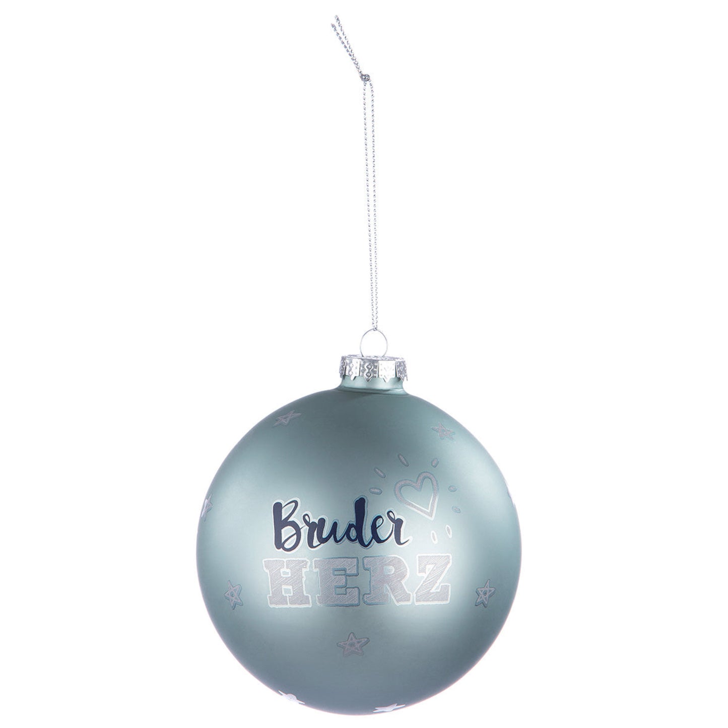 Baumkugel „Bruderherz“ aus Glas von Gilde – Blaue Weihnachtskugel mit Schriftzug