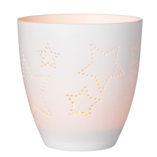 feiner Teelichthalter (groß) aus Porzellan "Sterne" von räder design - Weihnachten Weihnachtsdekoration