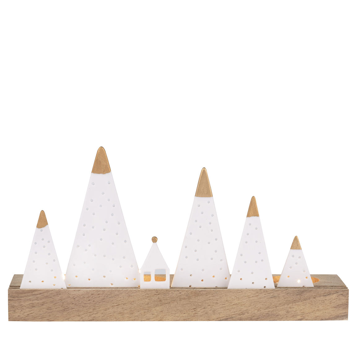 Teelichthalter "Berge" aus Porzellan und Holz von räder design - Weihnachten Weihnachtsdekoration