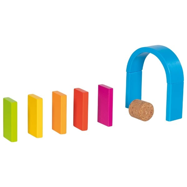 Bausteinkasten Kunterbunt von goki Holzspielzeug Holzsteine für Kinder