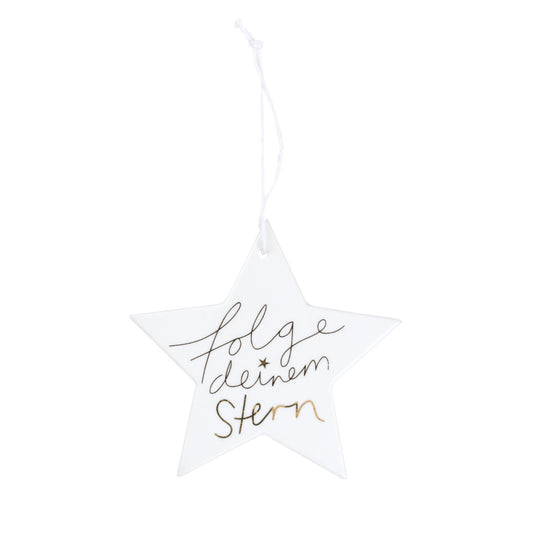 Dekoanhänger Stern aus Porzellan "folge deinem Stern" von räder design - Weihnachten Weihnachtsdekoration