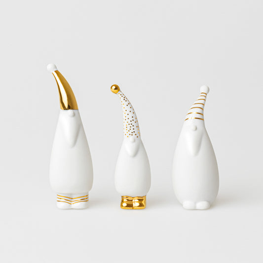 Santa/Weihnachtsmann-Figuren 3er-Set aus Porzellan mit Gold-Details von räder design- Weihnachten Weihnachtsdekoration