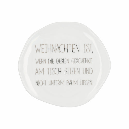 Teller (klein) aus Porzellan "Weihnachten ist wenn die besten Geschenke..." von räder design - Weihnachten Weihnachtsdekoration