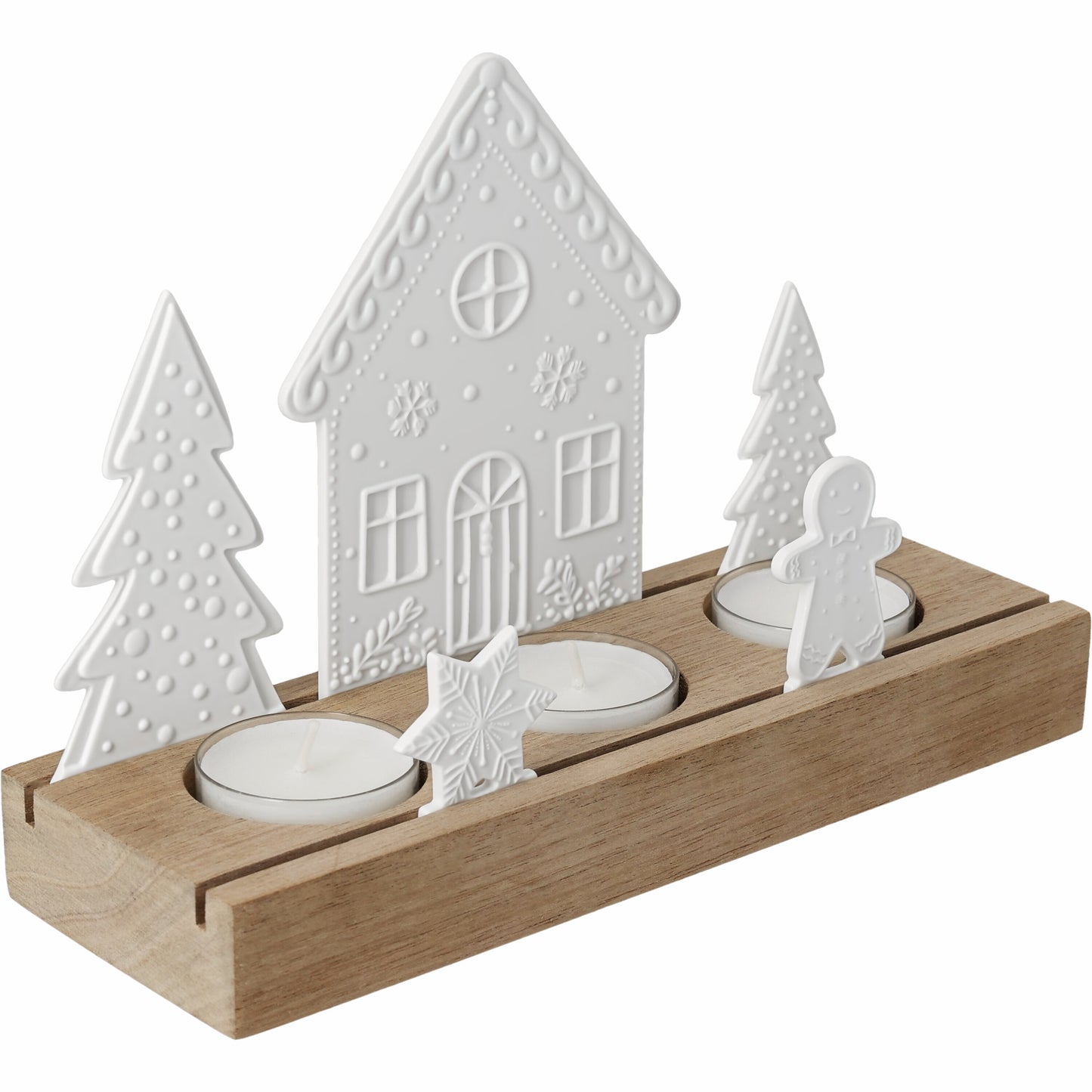 Lichtobjekt „Lebkuchendorf“ für 3 Teelichter von Räder Design – 20 x 7 x 13,7 cm