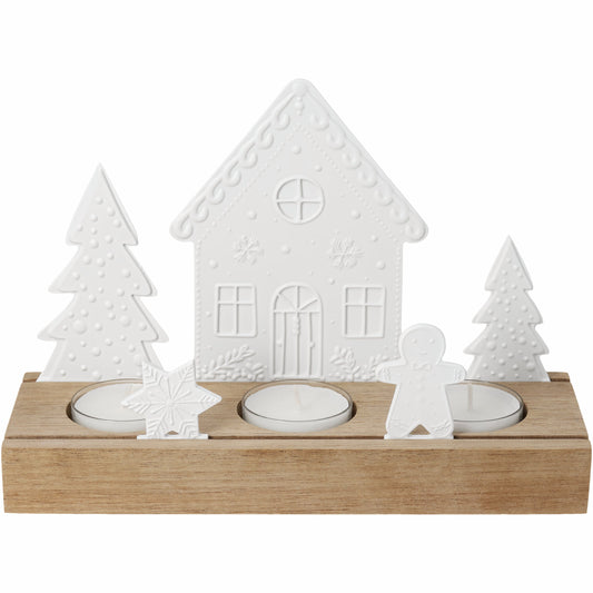 Lichtobjekt „Lebkuchendorf“ für 3 Teelichter von Räder Design – 20 x 7 x 13,7 cm