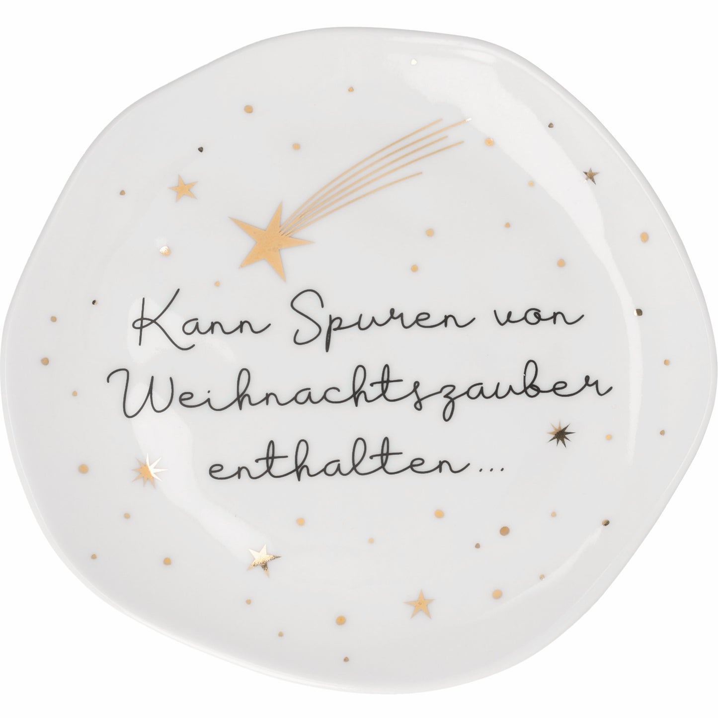 Kleiner Teller „Kann Spuren von Weihnachtszauber enthalten …“ von Räder Design – Ø 14 cm