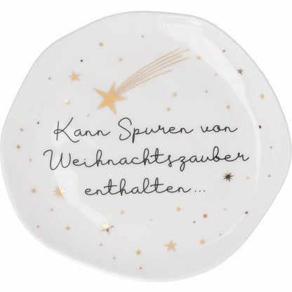 Kleiner Teller „Kann Spuren von Weihnachtszauber enthalten …“ von Räder Design – Ø 14 cm