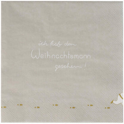 Serviette „Ich hab den Weihnachtsmann gesehen“ von Räder Design – Weihnachtsserviette 33 x 33 cm