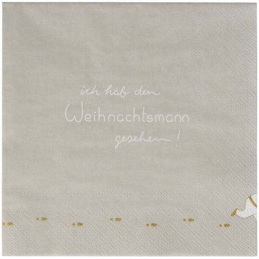 Serviette „Ich hab den Weihnachtsmann gesehen“ von Räder Design – Weihnachtsserviette 33 x 33 cm