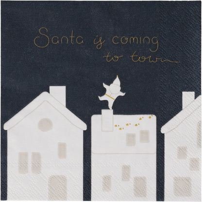 Cocktailserviette „Santa is Coming to Town“ von Räder Design – Weihnachtsserviette 25 x 25 cm