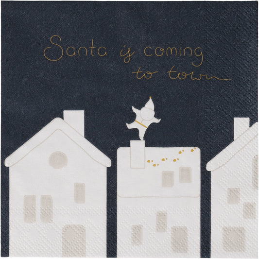 Cocktailserviette „Santa is Coming to Town“ von Räder Design – Weihnachtsserviette 25 x 25 cm