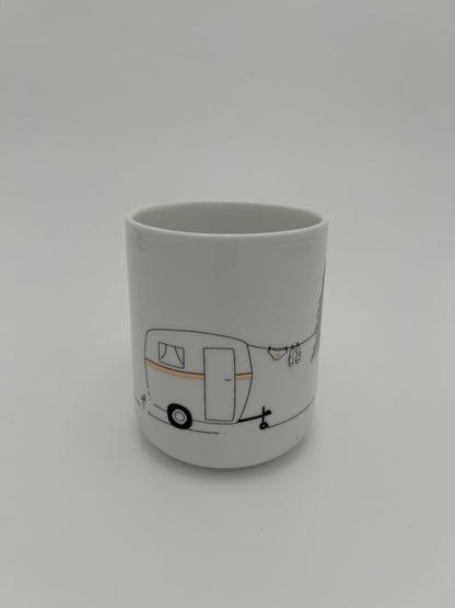 Hobby Geschenktasse Camping - Freizeittasse für Campingfreunde Neuheit von räder design D.8cm H.10cm
