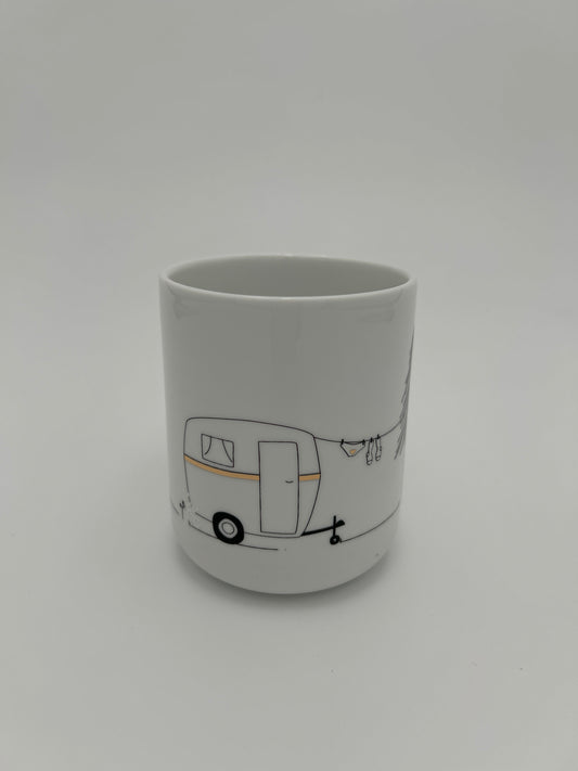 Hobby Geschenktasse Camping - Freizeittasse für Campingfreunde Neuheit von räder design D.8cm H.10cm