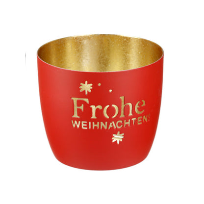 Windlicht „Frohe Weihnachten“ von Gilde – Metall-Windlicht mit Sternen Ø 10 cm