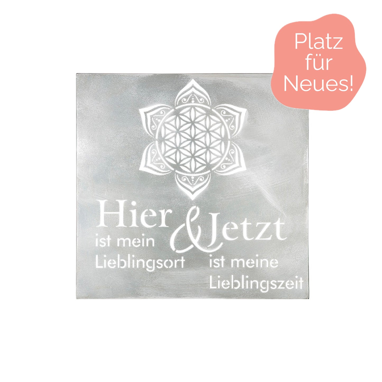 Wandrelief aus Metall "Hier & Jetzt" mit Lebensblume von Gilde