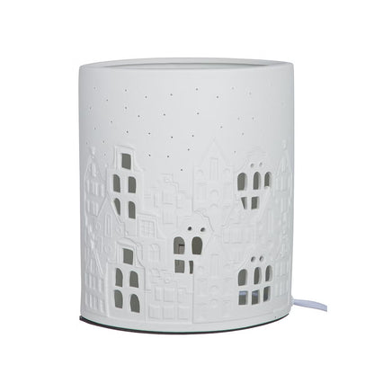 Tischleuchte „Stadtlichter“ von Gilde – Porzellanleuchte mit Hausmotiv 20 cm