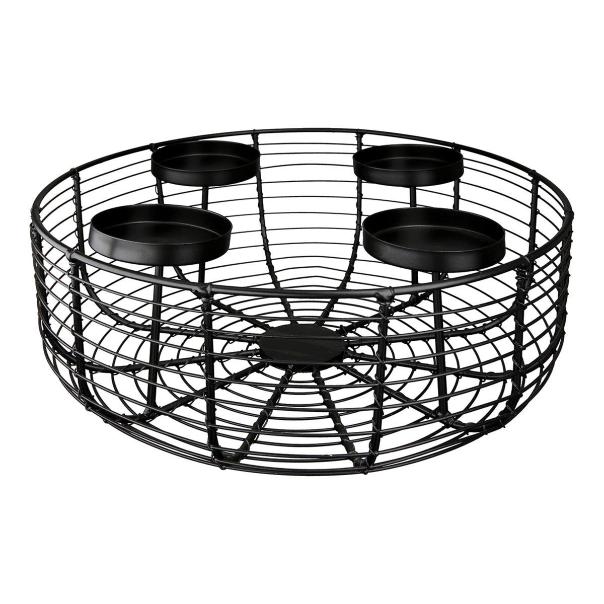 Adventsleuchter „Basket“ von Gilde – Schwarz Metall Ø 27 cm
