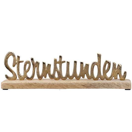 Schriftzug „Sternstunden“ von Gilde – Deko-Schriftzug aus Aluminium & Mangoholz