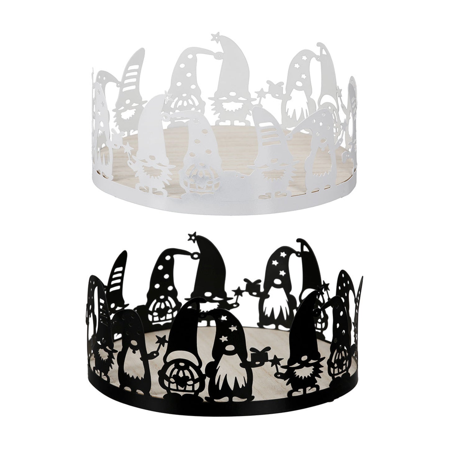 Deko-Tablett rund,"Bärti" Wichtelmotiv Metall schwarz oder weiß von Gilde - Moderne Adventsdekoration Winterdeko