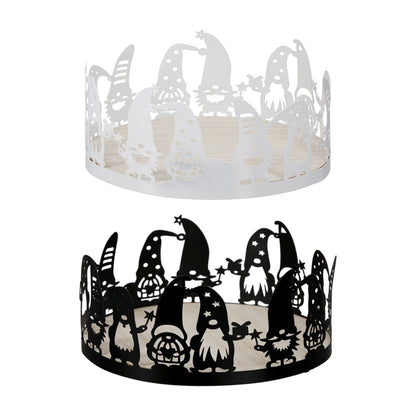 Deko-Tablett rund,"Bärti" Wichtelmotiv Metall schwarz oder weiß von Gilde - Moderne Adventsdekoration Winterdeko