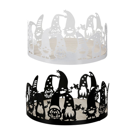 Deko-Tablett rund,"Bärti" Wichtelmotiv Metall schwarz oder weiß von Gilde - Moderne Adventsdekoration Winterdeko