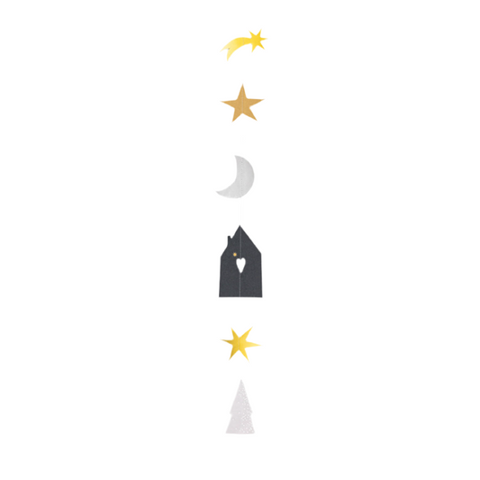 Girlande aus Papier 70cm " Winternacht " Haus, Stern, Mond von räder design - Weihnachten Weihnachtsdekoration