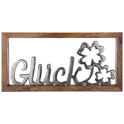 Wandrelief "Glück" aus Mangoholz und Aluminium von Gilde - Geschenk Liebe