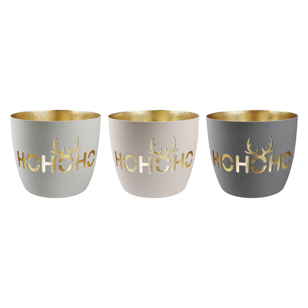 Windlicht „HoHoHo“ von Gilde – Metall-Windlicht mit Hirschgeweih Ø 10 cm