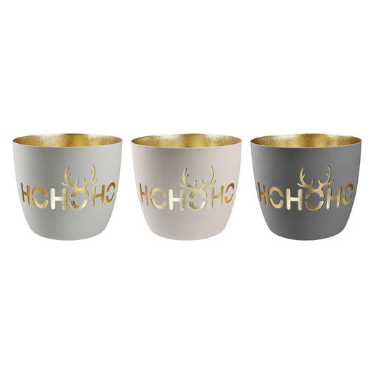 Windlicht „HoHoHo“ von Gilde – Metall-Windlicht mit Hirschgeweih Ø 10 cm